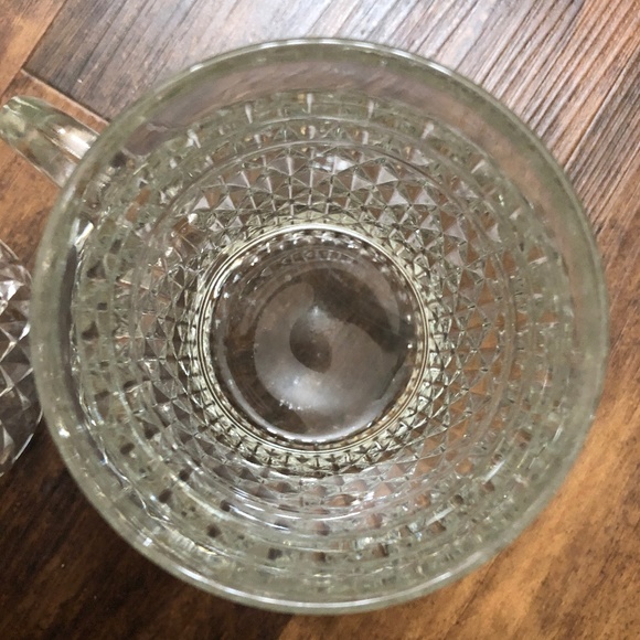 S/2 Heavy Diamond Point Cut Glass Mugs Steins for coffee, beer, hot toddy, latte - Picture 8 of 11